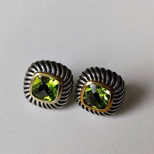 David Yurman studs. Peridot, silver cable, gold